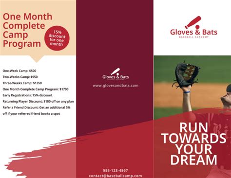 Baseball Camp Brochure Template