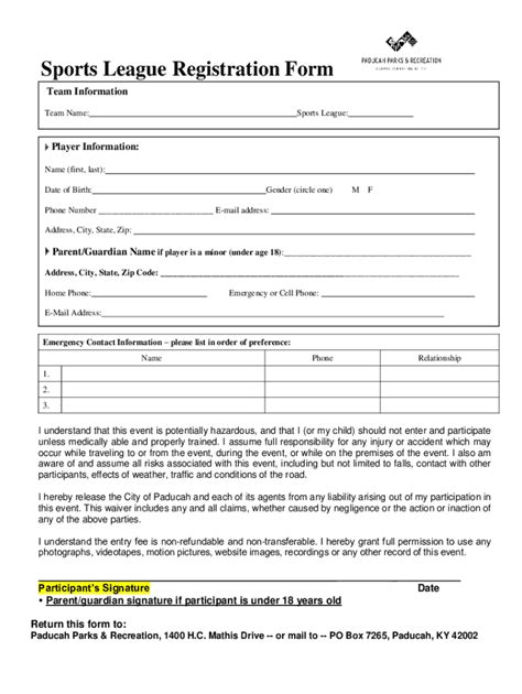 Baseball Registration Form Template
