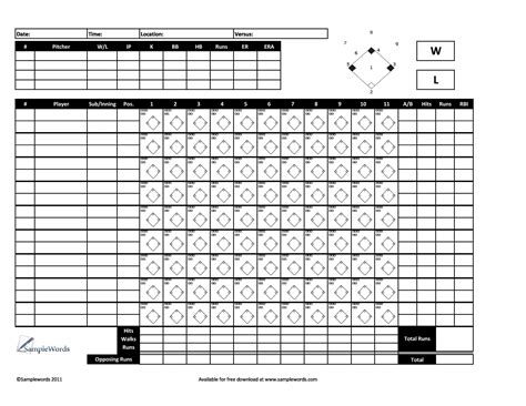 Baseball Score Sheet