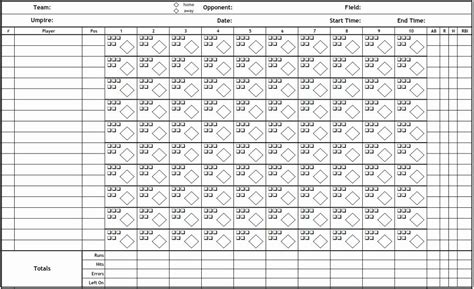 Baseball Scorekeeping Sheet Pdf