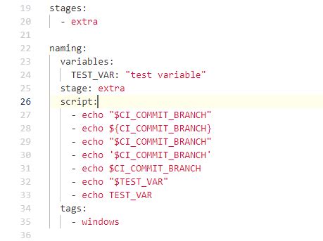 bash - How to use variables in gitlab-ci.yml file - Stack Overflow