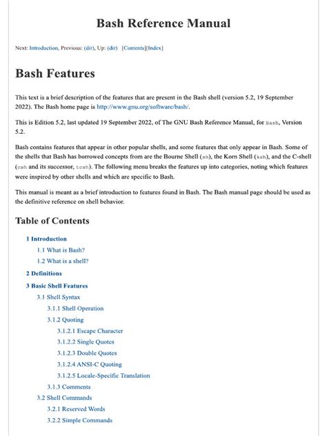Bash Reference Manual For Bash Version 4 4