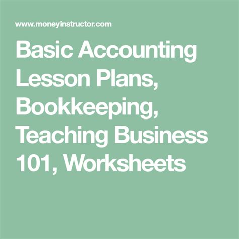 Basic Accounting Lesson Plans Bookkeeping Teaching Business Worksheets Basic Accounting Worksheet - Basic Accounting Worksheet