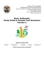 Basic Arithmetic Study Guide Los Angeles County California