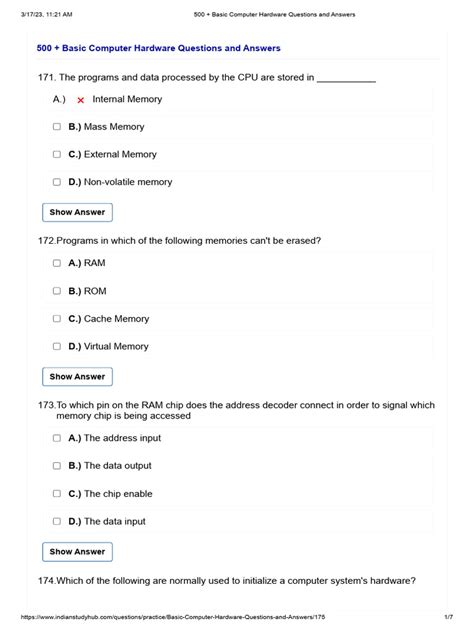 Basic Computer Hardware Questions And Answers