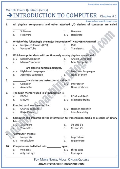 basic computer science mcqs with answers