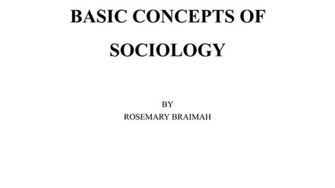Basic Concepts In Sociology