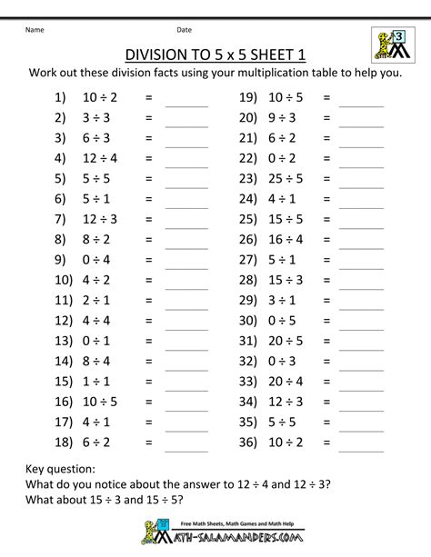 Basic Division Facts Worksheet   Third Grade Multiplication And Division Facts Worksheets - Basic Division Facts Worksheet