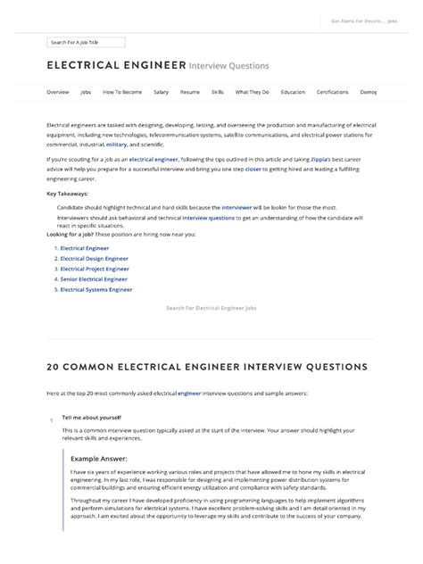 Basic Electrical Engineering Interview Question Bgpltd