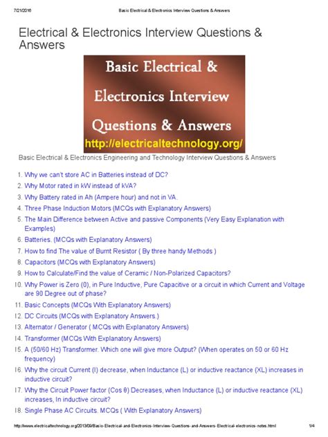 Basic Electrical Interview Questions