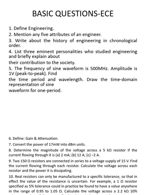 basic electronic questions for ece branch
