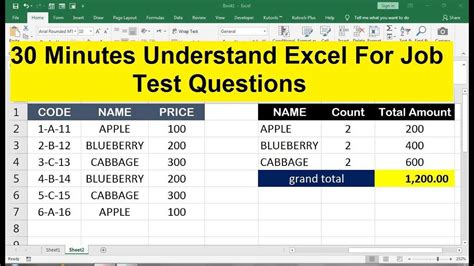 basic excel test questions and answers
