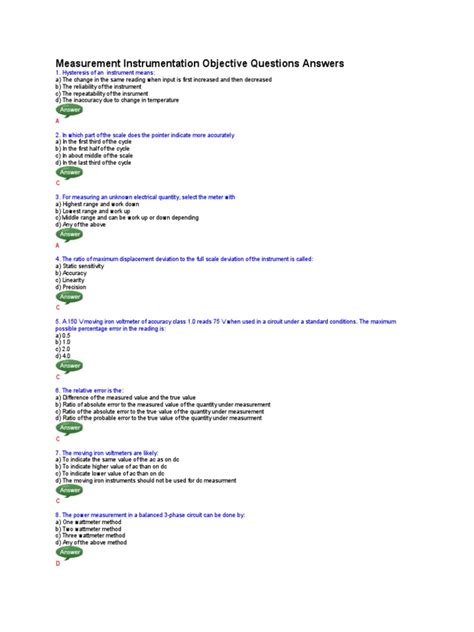 Basic Instrumentation Objective Questions With Answers