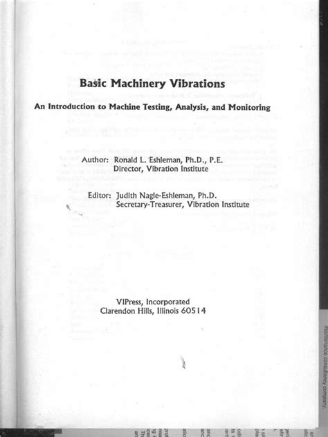 Basic Machinery Vibrations An Introduction To Machine