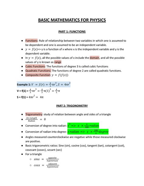 Basic Mathematics For The Physical Sciences