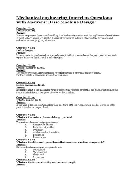 Basic Mechanical Engineering Interview Questions
