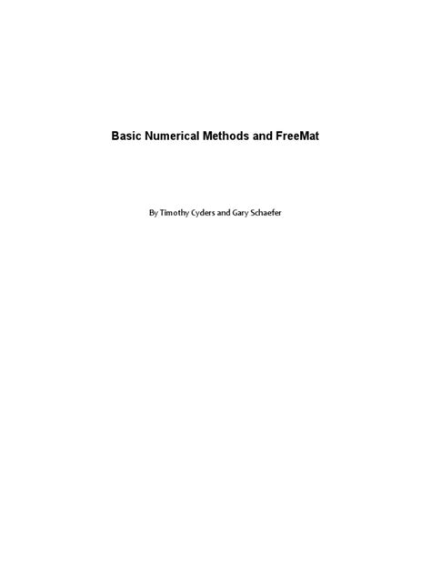 Basic Numerical Methods And Freemat Ohio University