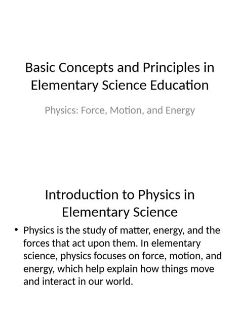 basic physics principles and concepts