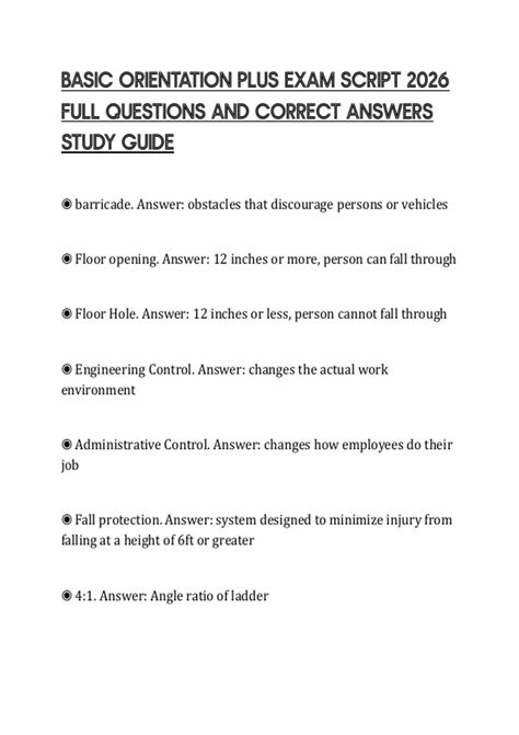Basic Plus Orientation Study Guide
