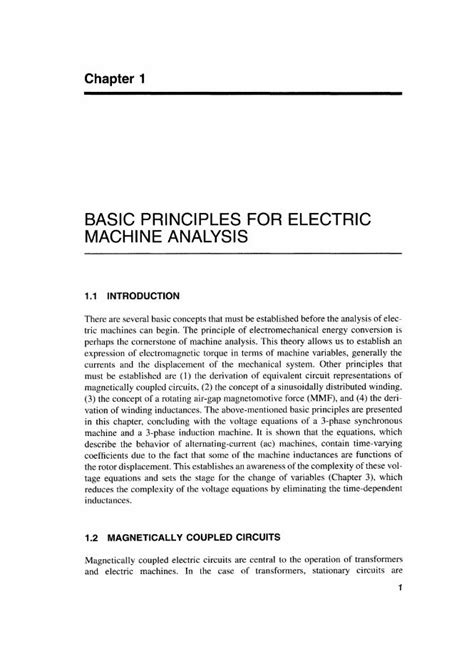 Basic Principles For Electric Machine Analysis