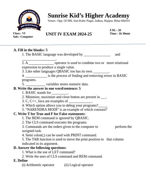 Basic Programming Principles Exam Questions And Answers