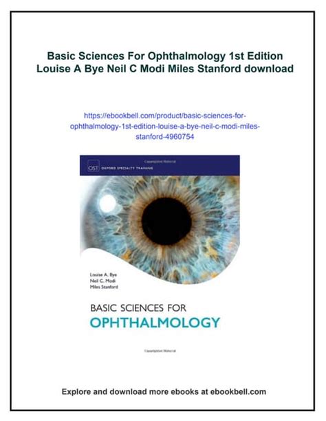Basic Sciences In Ophthalmology 1st Edition