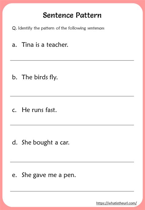 Basic Sentence Patterns Worksheets Lesson Worksheets Sentence Pattern Worksheet - Sentence Pattern Worksheet