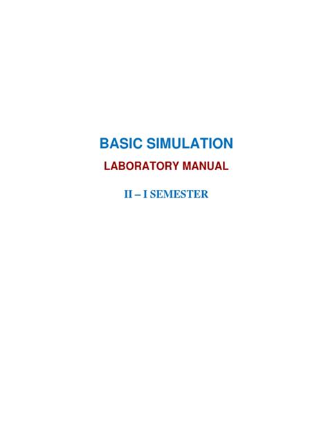 Basic Simulation Lab Manual Format Jamesmckee