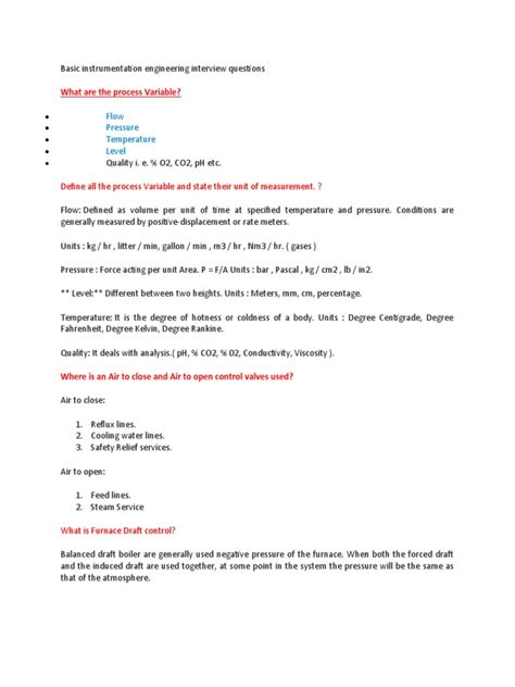 Read Basic Instrumentation Engineering Interview Question 