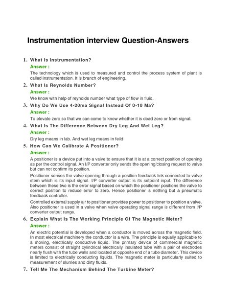 Read Basic Instrumentation Interview Questions Answers 