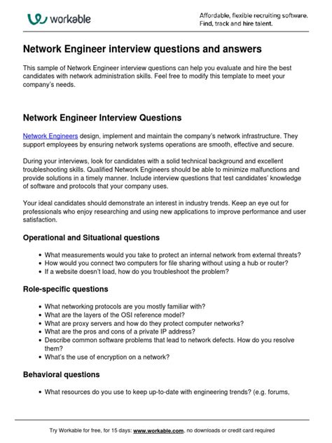 Read Online Basic Network Engineer Interview Questions 