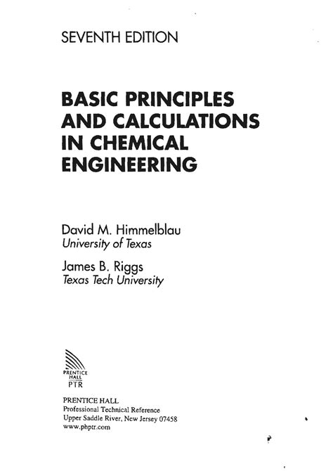 Read Online Basic Principles Calculations Chemical Engineering 7Th Edition 