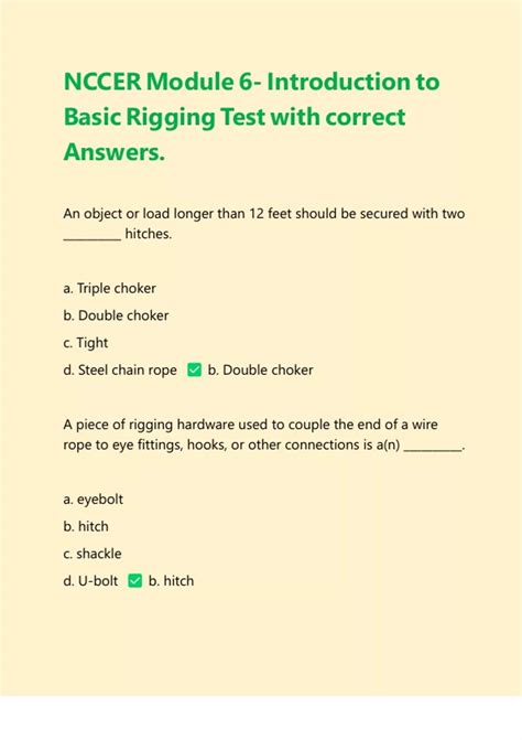 Full Download Basic Rigging Test Answers 