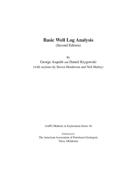 Read Basic Well Log Analysis Second Edition 
