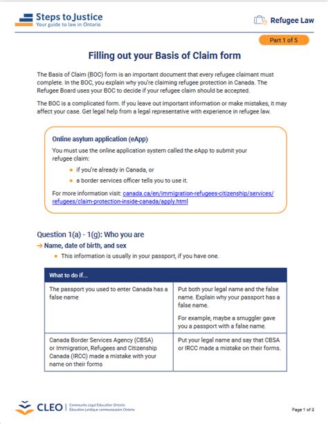 Basis Of Claim Form