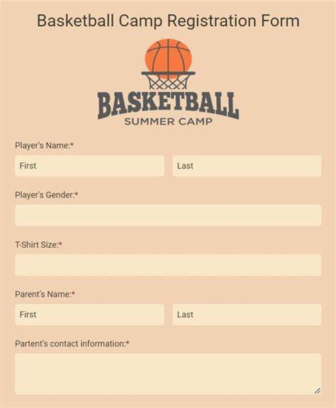basketball camp registration form template word