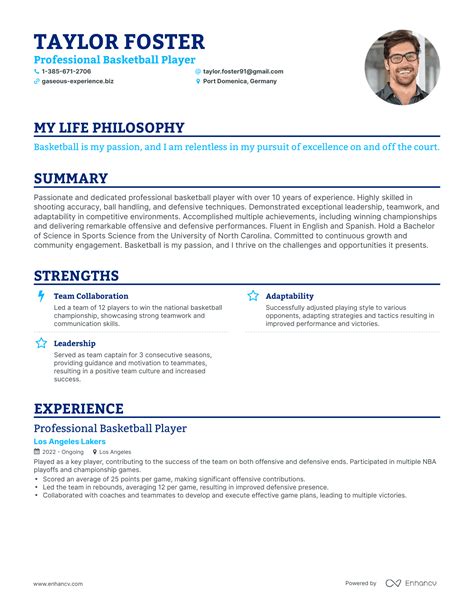 basketball resume examples