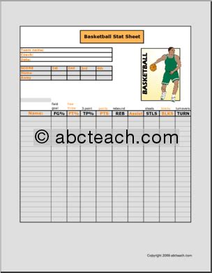 Basketball Stat Abc2 Abcteach