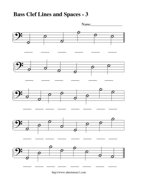 Bass Clef Lines And Spaces Lesson Plans Amp Lines And Spaces Worksheet - Lines And Spaces Worksheet