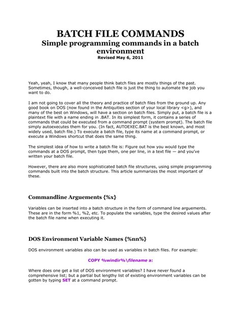 batch file commands mentor high school