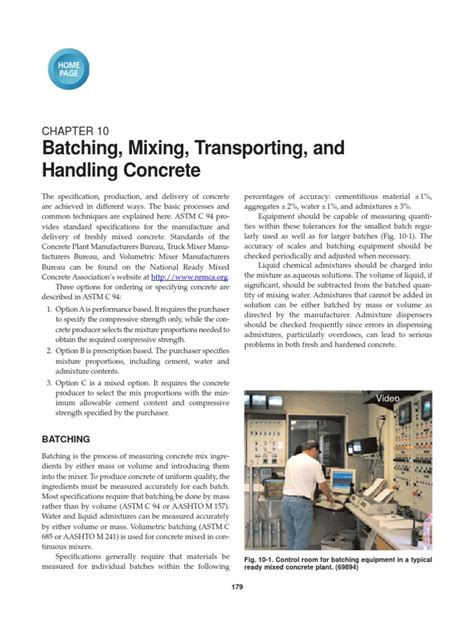 Batching Mixing Transporting And Handling Concrete