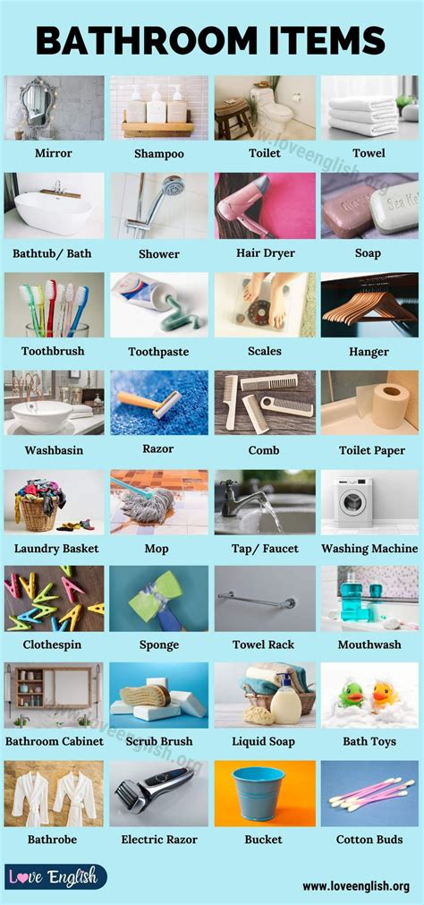 Bathroom Accessories List