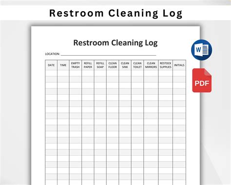 Bathroom Check Log Sheet Template