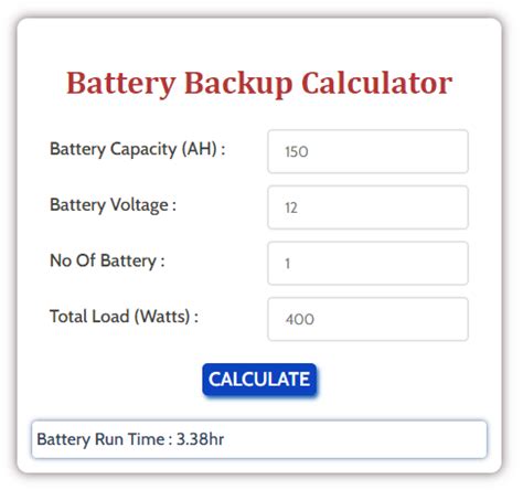 Battery Backup Calculator