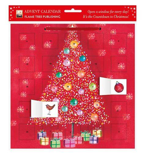 bauble tree advent calendar with stickers flame tr