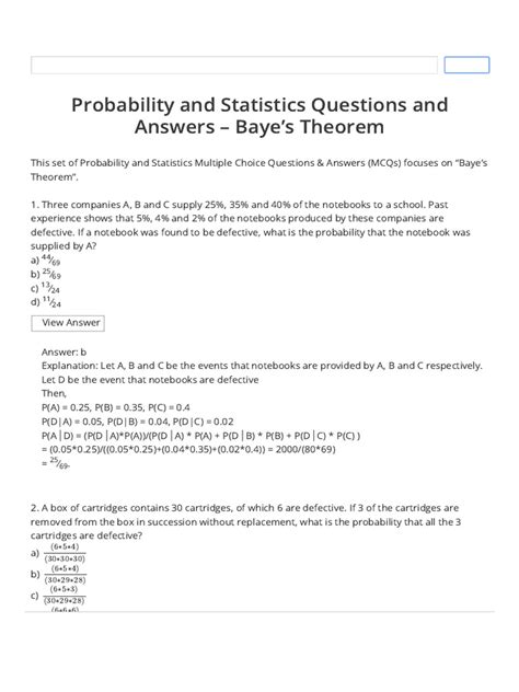 Bayes Theorem Questions