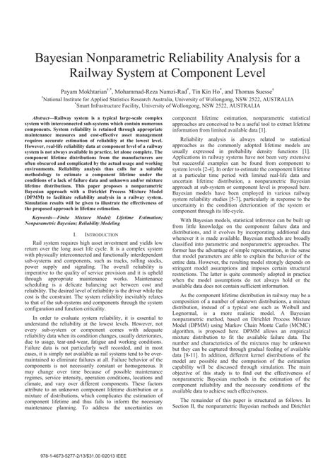 Bayesian Nonparametric Reliability Analysis For A Railway