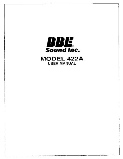 Read Online Bbe 422A User Guide 