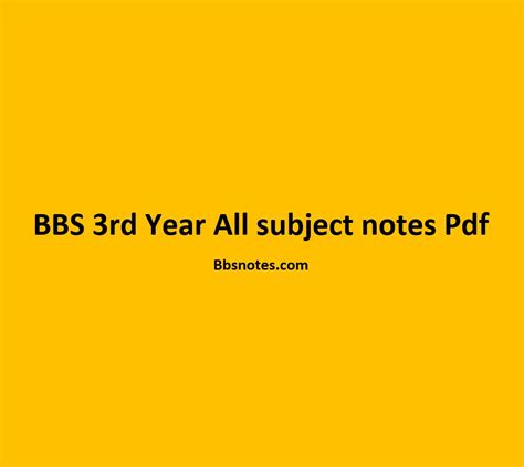 Read Bbs 3Rd Year Notes Berany 