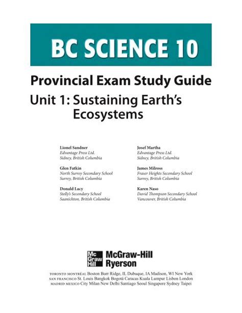 Download Bc Science 10 Provincial Exam Study Guide Unit 1 